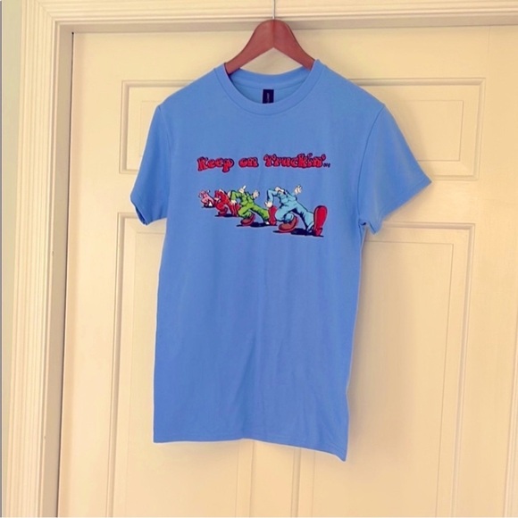 Keep on Truckin Robert Crump Bright Blue Short Sleeve T Shirt Unisex Size Small - Picture 3 of 6